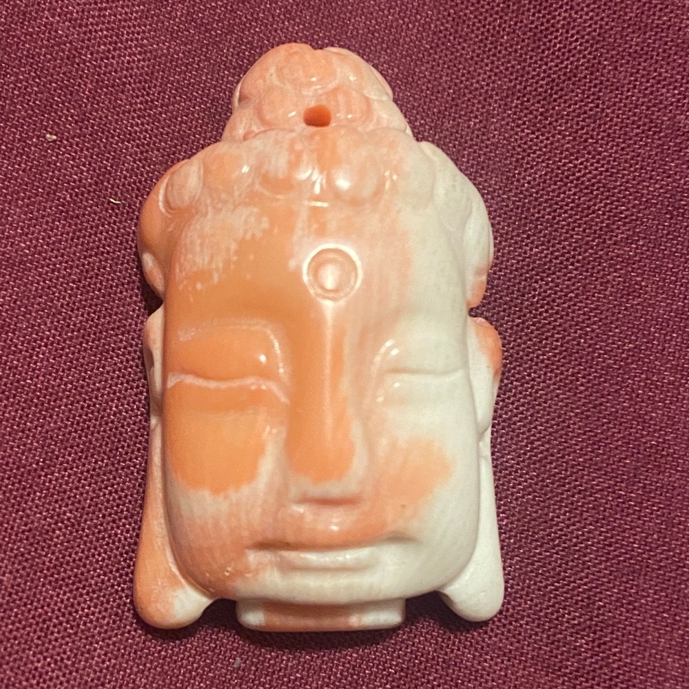 Coral Buddha head pendant (#2)